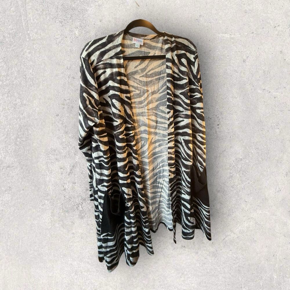Lularoe Caroline Cardigan Sweater 2XL Zebra Print HTF NWT